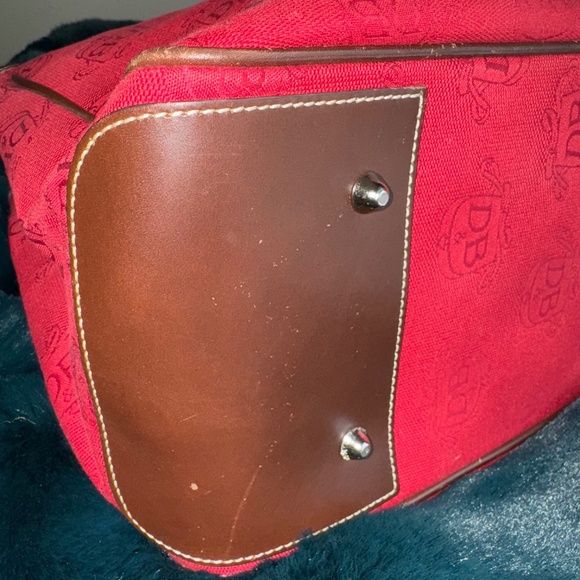Dooney & Bourke Purse Tote Canvas & Leather LOGO Monogram D&B Red Purse Bag - Picture 11 of 14
